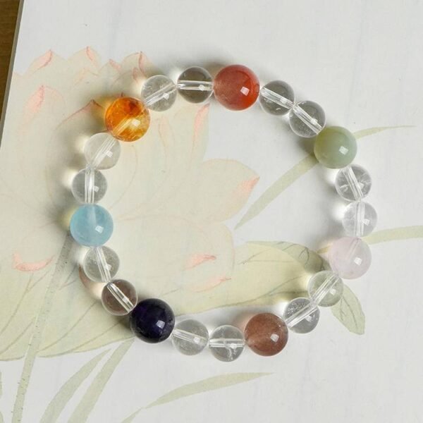 White crystal multi-gem bracelet - Image 2